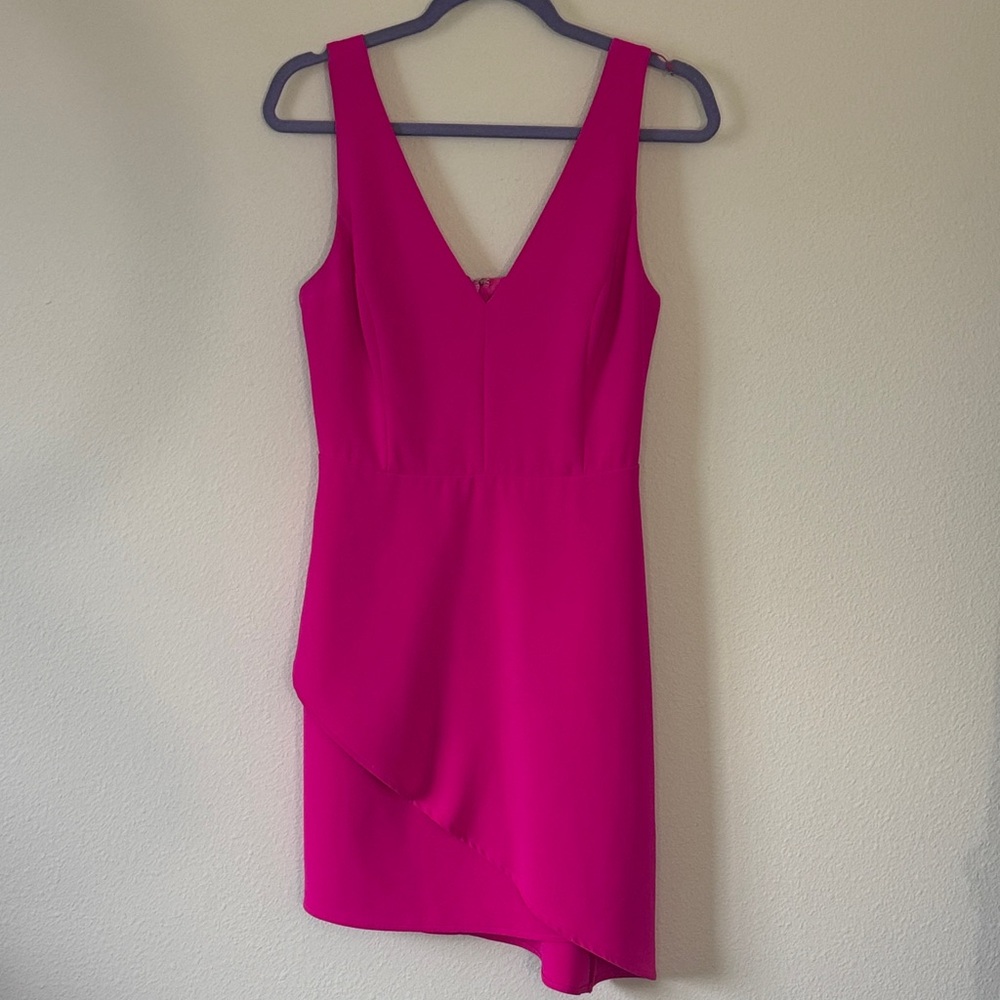 Adelyn Rae Dress Womens Size M Hot Pink Sleeveless V-Neck Barbiecore Cocktail